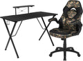 Flash Furniture Black Gaming Desk and Camouflage/Black Racing Chair Set with Cup Holder, Headphone Hook, and Monitor/Smartphone Stand