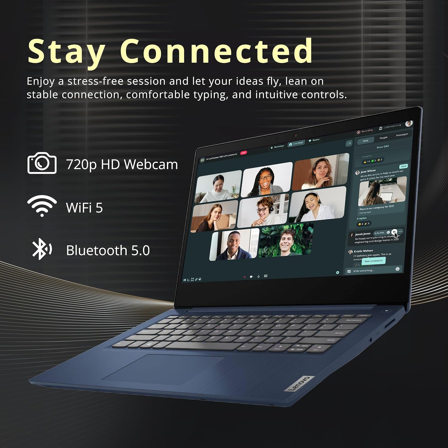 Lenovo IdeaPad 3 14' Full HD Laptop, AMD Ryzen 3 3250U, 8GB DDR4 RAM, 1TB HDD, AMD Radeon Graphics, Webcam, HDMI, Wi-Fi, Windows 11, Abyss Blue (Renewed)