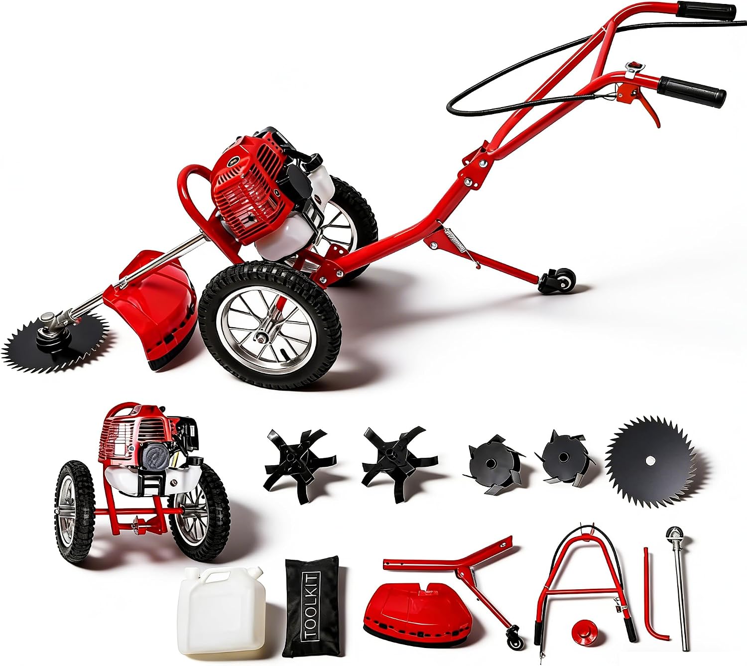 Two-Stroke Hand Push Lawn Mower Gas Powered Two-Stroke Lawn Mower Hand Push Irrigation Mower Single Cylinder Gasoline Engine Grass Trimmer