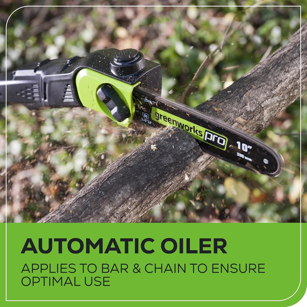 Greenworks 80V 10' Cordless Polesaw (Great For Pruning and Trimming Branches / 75+ Compatible Tools), 2.0Ah Battery and Charger Included