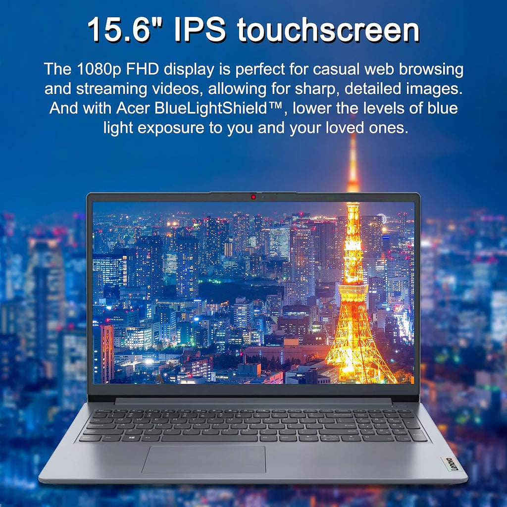 Lenovo Ideapad 1i 15.6' Touch Laptop, Intel Core i3-1215U, 15.6'' FHD Touchscreen Display, 8GB RAM, 256GB SSD, Intel UHD Graphics,Wi-Fi, HDMI, Windows 11 Home, Cloud Gray (Renewed)