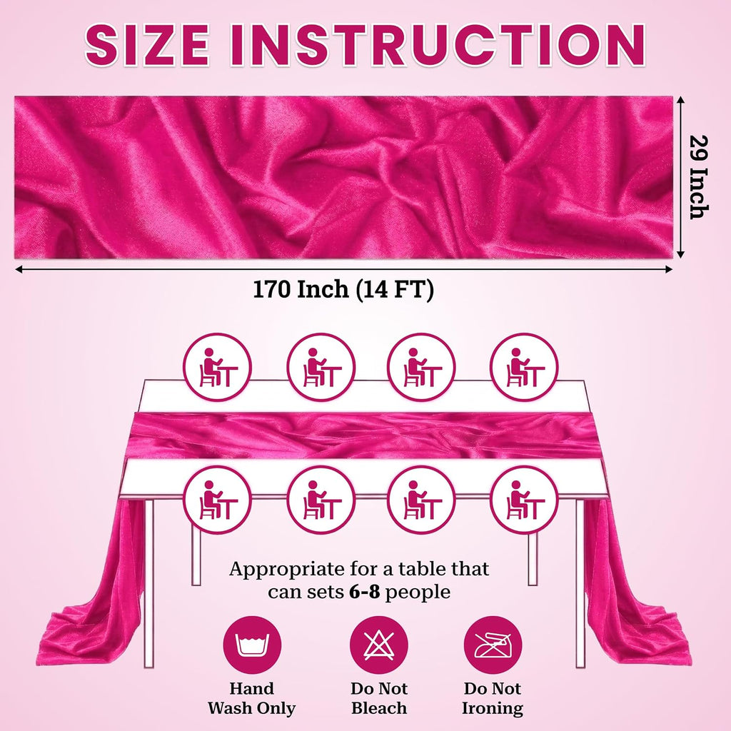 MDS® Pack of 15, 14ft Chiffon Table Runner 29 x 170 Inches, Sheer Wedding Runner Romantic Rustic Table Runner for Wedding Decoration, Birthday Party, Bridal Shower, Party Arch Décor - Hot Pink