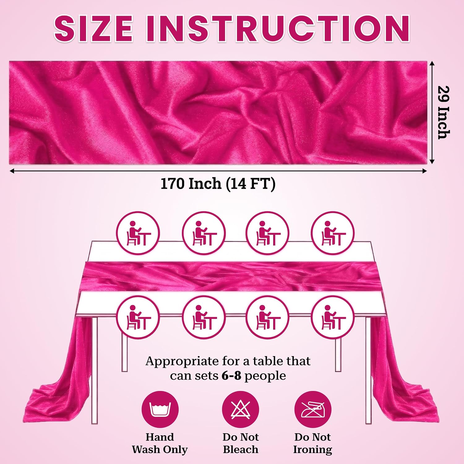 MDS® Pack of 15, 14ft Chiffon Table Runner 29 x 170 Inches, Sheer Wedding Runner Romantic Rustic Table Runner for Wedding Decoration, Birthday Party, Bridal Shower, Party Arch Décor - Hot Pink