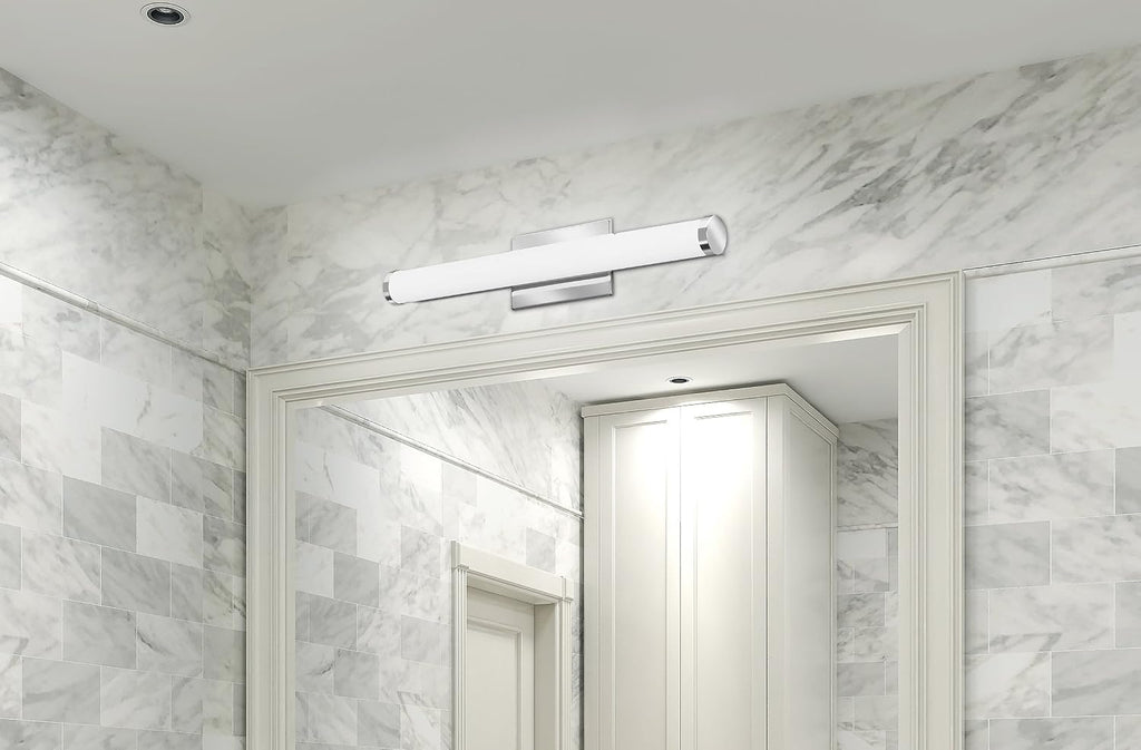 Lithonia Lighting FMVCCLS 24IN MVOLT 30K35K40K 90CRI KR M6 LED Contemporary Cylinder Vanity Light with Switchable Color Temperature, 3000k, 2-Foot, Chrome