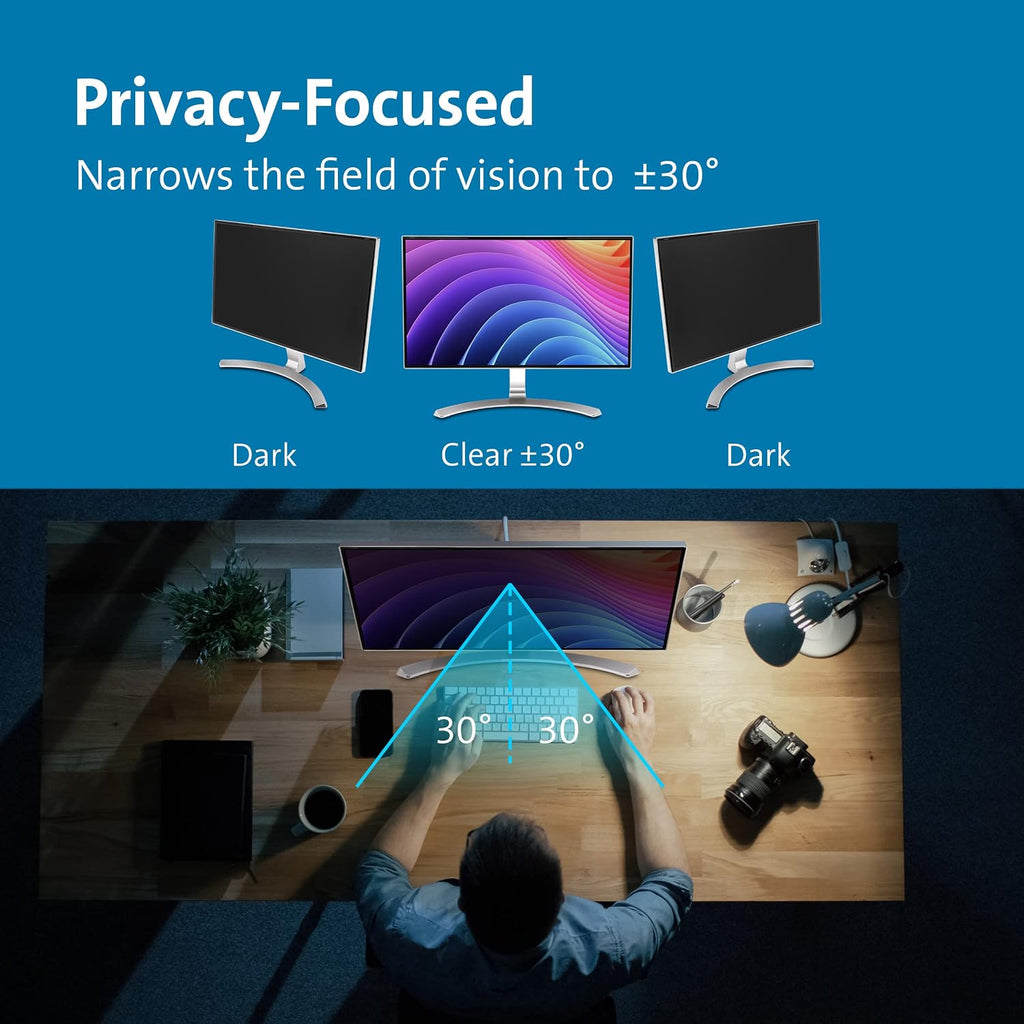 Kensington Privacy Screen for Dell 34' P3424WE Curved Monitor, Privacy Filter for Curved Monitor, FP340UW-DE