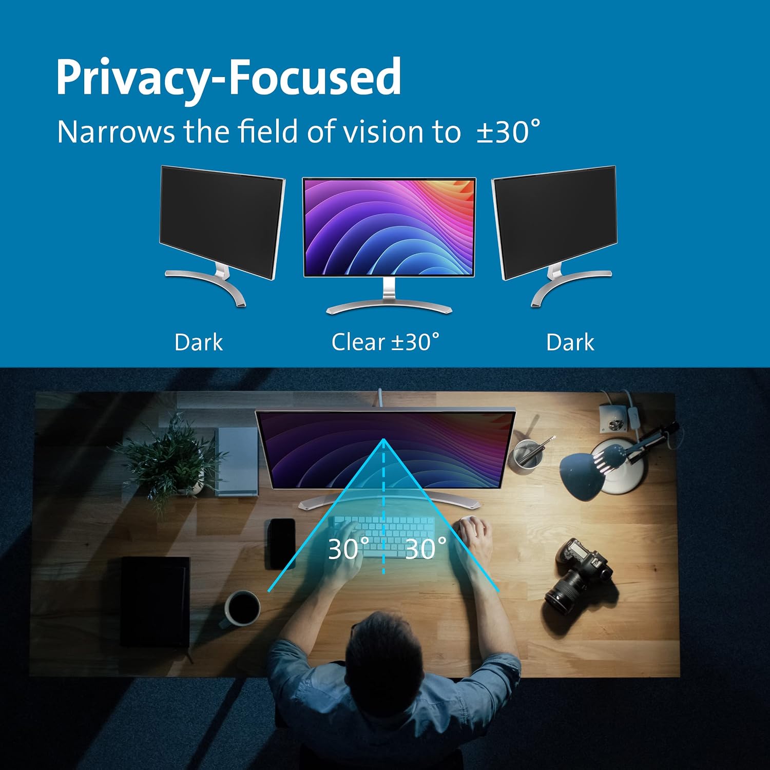 Kensington Privacy Screen for Dell 34' P3424WE Curved Monitor, Privacy Filter for Curved Monitor, FP340UW-DE
