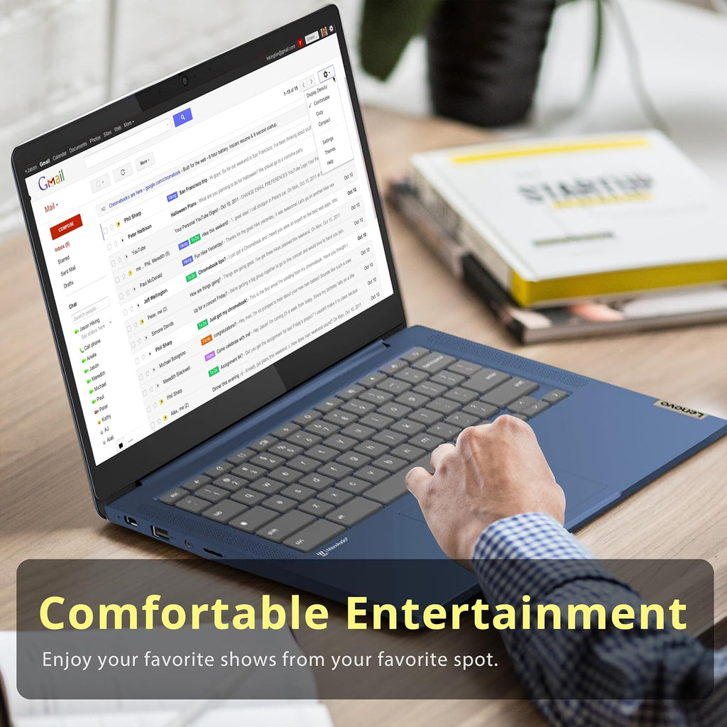 Lenovo IdeaPad Slim 3 Chromebook, 14″ FHD IPS Touchscreen Laptop, MediaTek Kompanio 520, 4GB LPDDR4X, 64GB eMMC, HD Camera, WiFi 6, Chrome OS, Abyss Blue (Renewed)