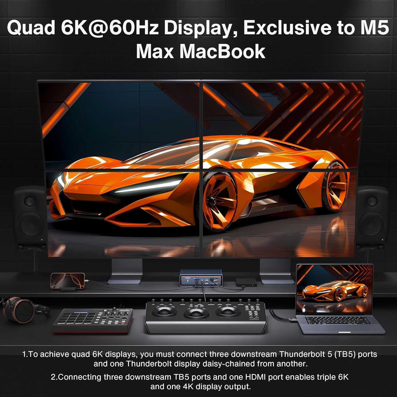 iVANKY 23-in-1 Intel Certified Thunderbolt 5 FusionDock Max 2, 120Gbps MacBook Docking Station, Triple 6K@60Hz Display for Mac M1-M5 Pro/Max, 140W PD, 2.5GbE, Cooling Fan (Incompatible with Windows)