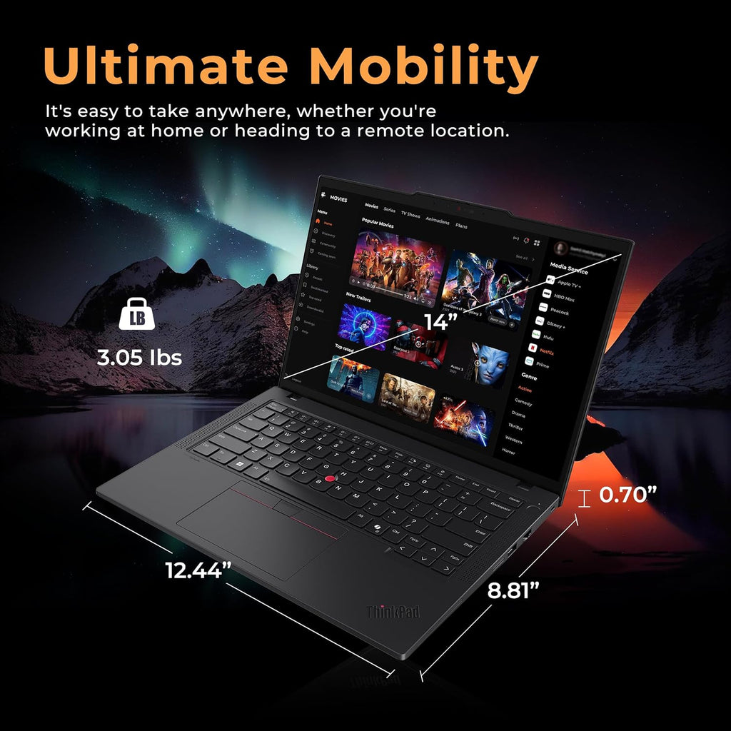 Lenovo ThinkPad T14 Gen 5 14' WUXGA Laptop, Intel Ultra 7 165U-vPro Technology, 32GB RAM, 1.5TB Storage(512GB SSD+1TB Docking Station), Backlit Keyboard, Fingerprint, Wi-Fi 6E, Win11 Pro, Black