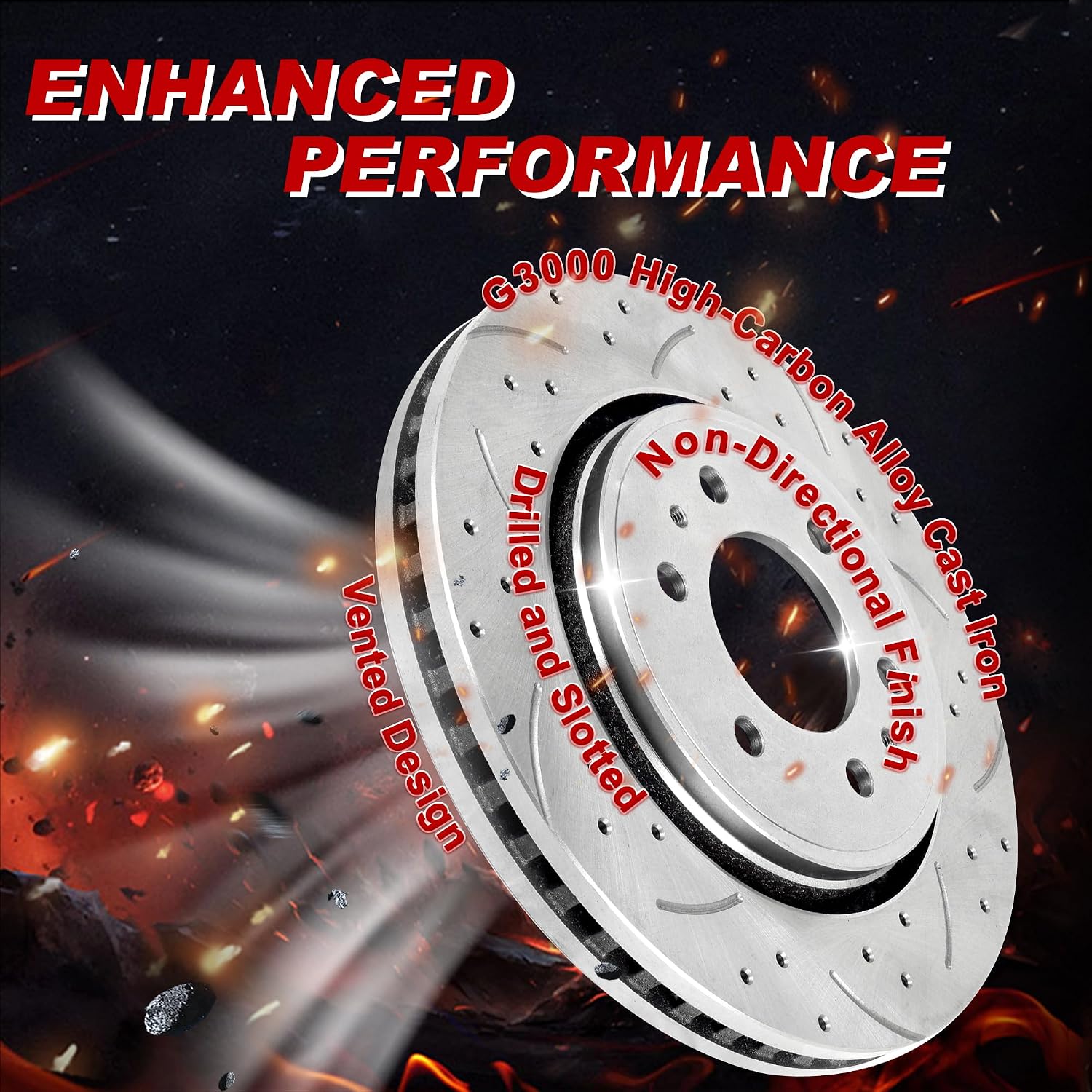 Front Drilled and Slotted Brake Pads and Rotors Kit Ceramic Automotive Replacement Brake Kits Vented 12.64 Inch Compatible for Equinox Impala Malibu 2010-2020 (10 Pcs)