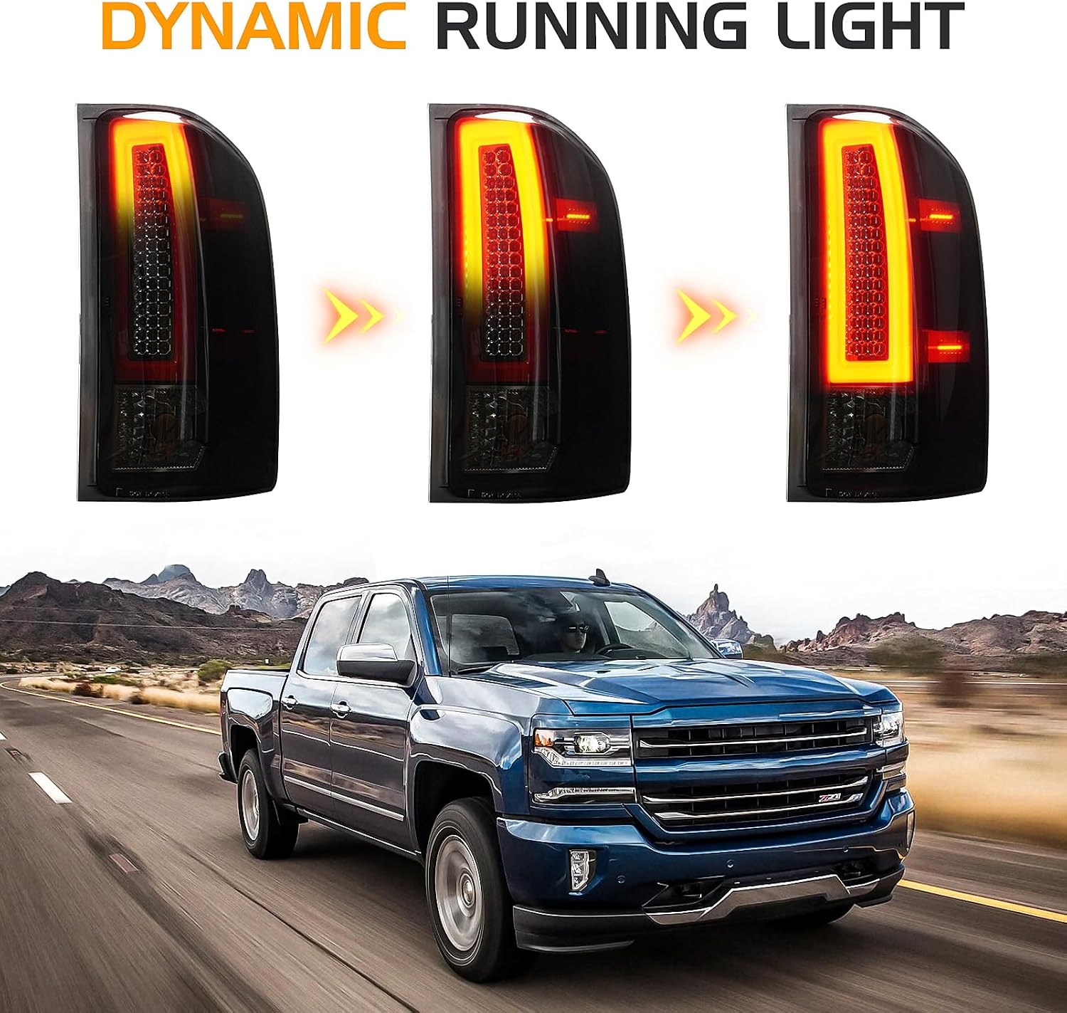 LED Tail Light + 3rd Brake Light Kit Fit for Chevy Silverado 1500 2500 HD 3500 HD 2007-2014, for GMC Sierra 3500 HD 2008-2014 with Dual Wheel Only, 3Pcs, Smoke Lens