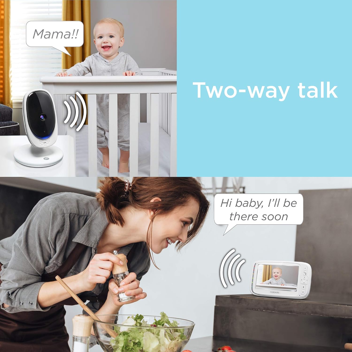 Motorola Comfort 50-2 Video Baby Monitor 5' LCD Color Display and 2 Cameras with Digital Zoom, Two-Way Audio, Infrared Night Vision and 5 Soothing Lullabies