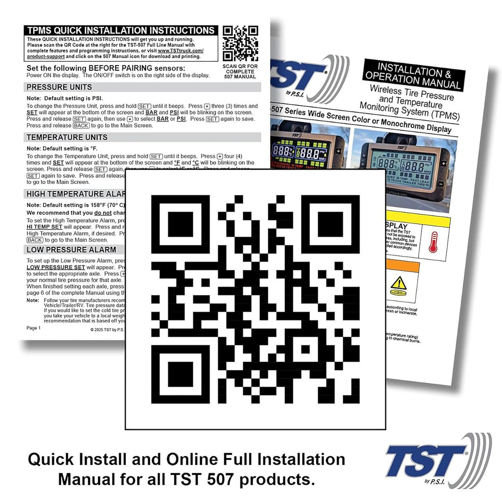 TST 507 Series TPMS - RV Tire Pressure Monitoring System with 8 Cap Sensors & Color Display Monitor for Travel Trailers, Campers and Motorhomes