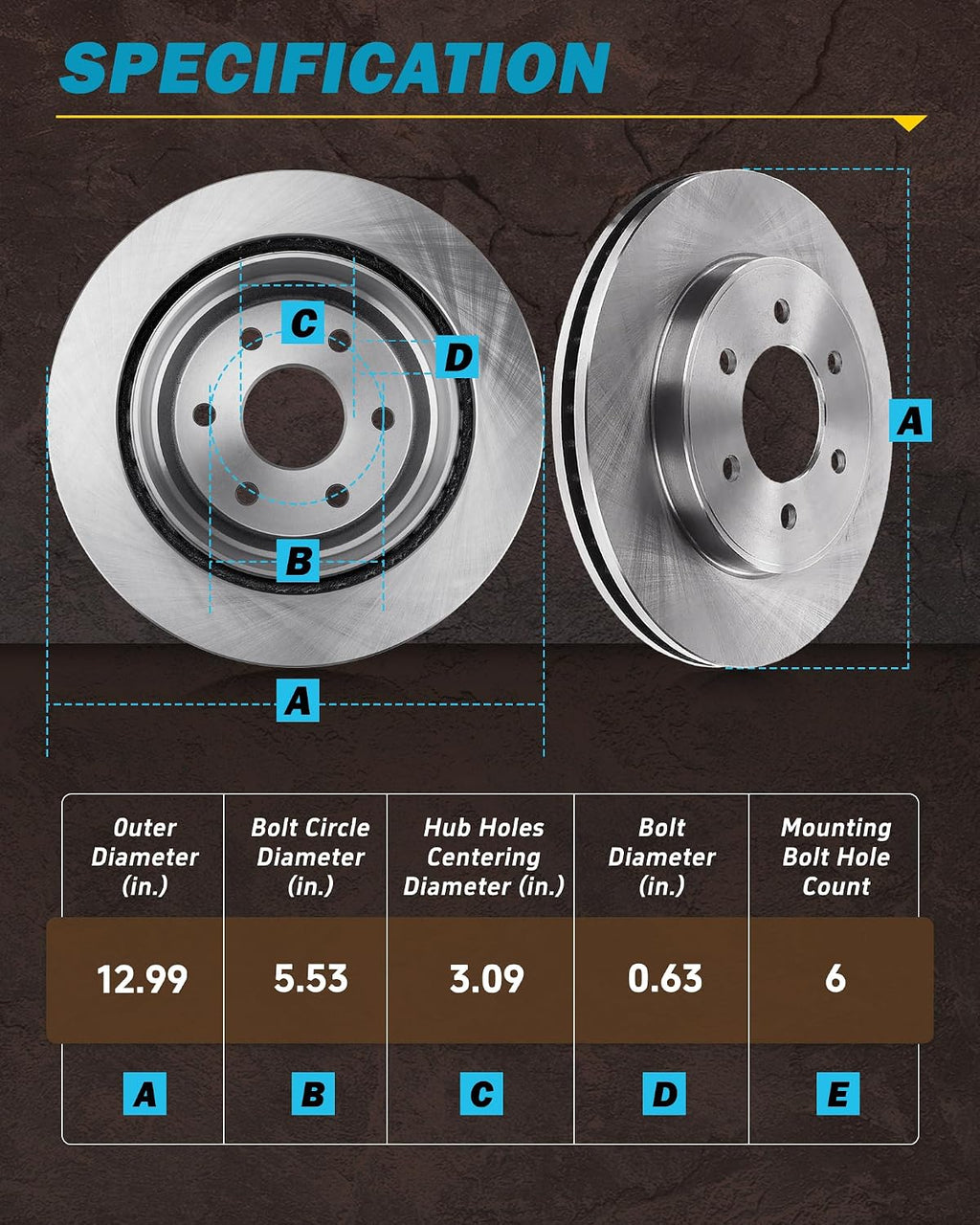 Brake Kit for Cadillac Escalade ESV EXT, Chevy Silverado Avalanche Suburban GMC Yukon XL Sierra 1500 Brakes and Rotors Kit Front and Rear, Pads Replacement 12.99' Front 13.58' Rear Rotor