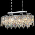 10 Light Crystal Chandelier | Chrome Oval-Shaped Crystal Chandeliers for Dining Room Light Fixture, 32' Modern Ceiling Lighting Fixture for Dining Room Kitchen Island Bar