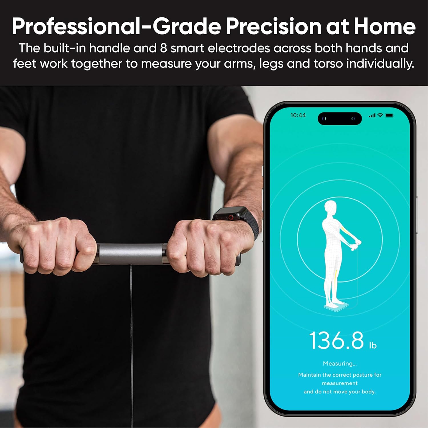 Wyze Smart Scale Ultra BodyScan with Handle – Wi-Fi & Bluetooth Body Composition Scale for Weight, BMI, Body Fat, Muscle Mass, and Segmental Measurement, 400 lbs, Black