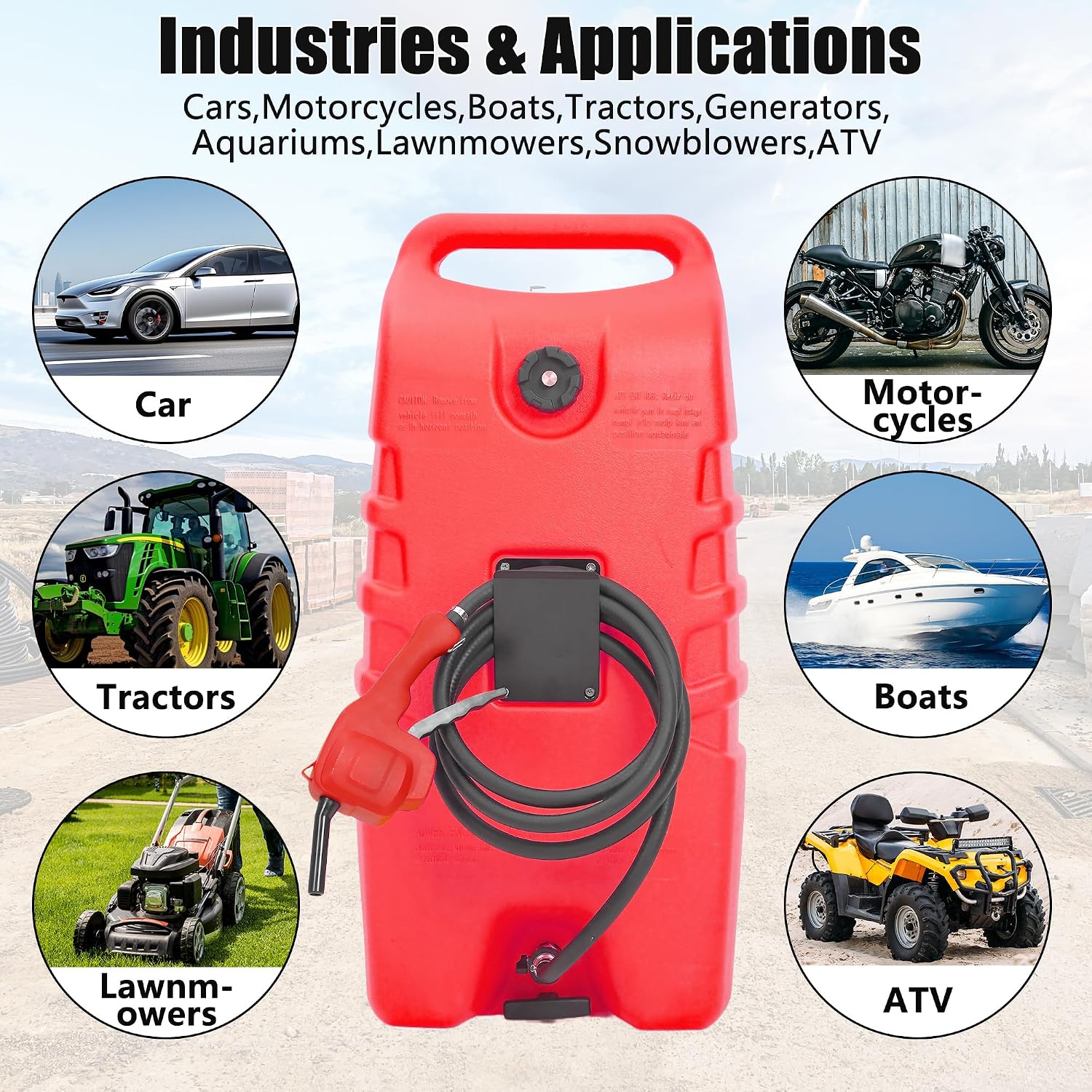 Petyee14 Gallon Portable Gas Can Fuel Tank, Fuel Storage Container with Manual Siphon Pump & 10FT Hose, Gasoline Diesel Caddy with Wheels, Fuel Transfer Tank for Car, ATV, Boat, Lawn Mower, Generator