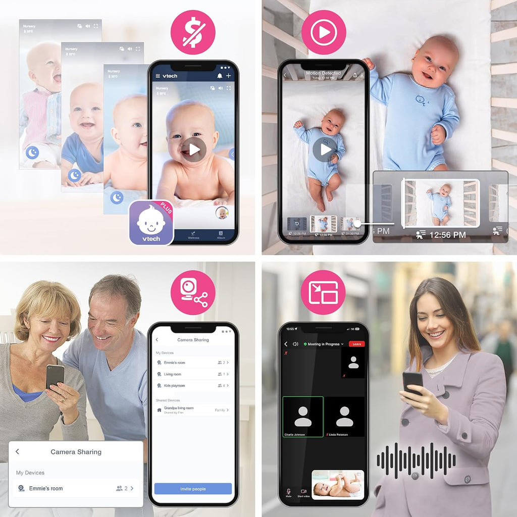 VTech WiFi Baby Monitor with 2 Cameras & 7' IPS Split Screen – 2K Sensor, 1080p HD App, 24X Zoom, Motion Alerts, Video Recording, Night Vision, Free App | Smart HQ Max Twin
