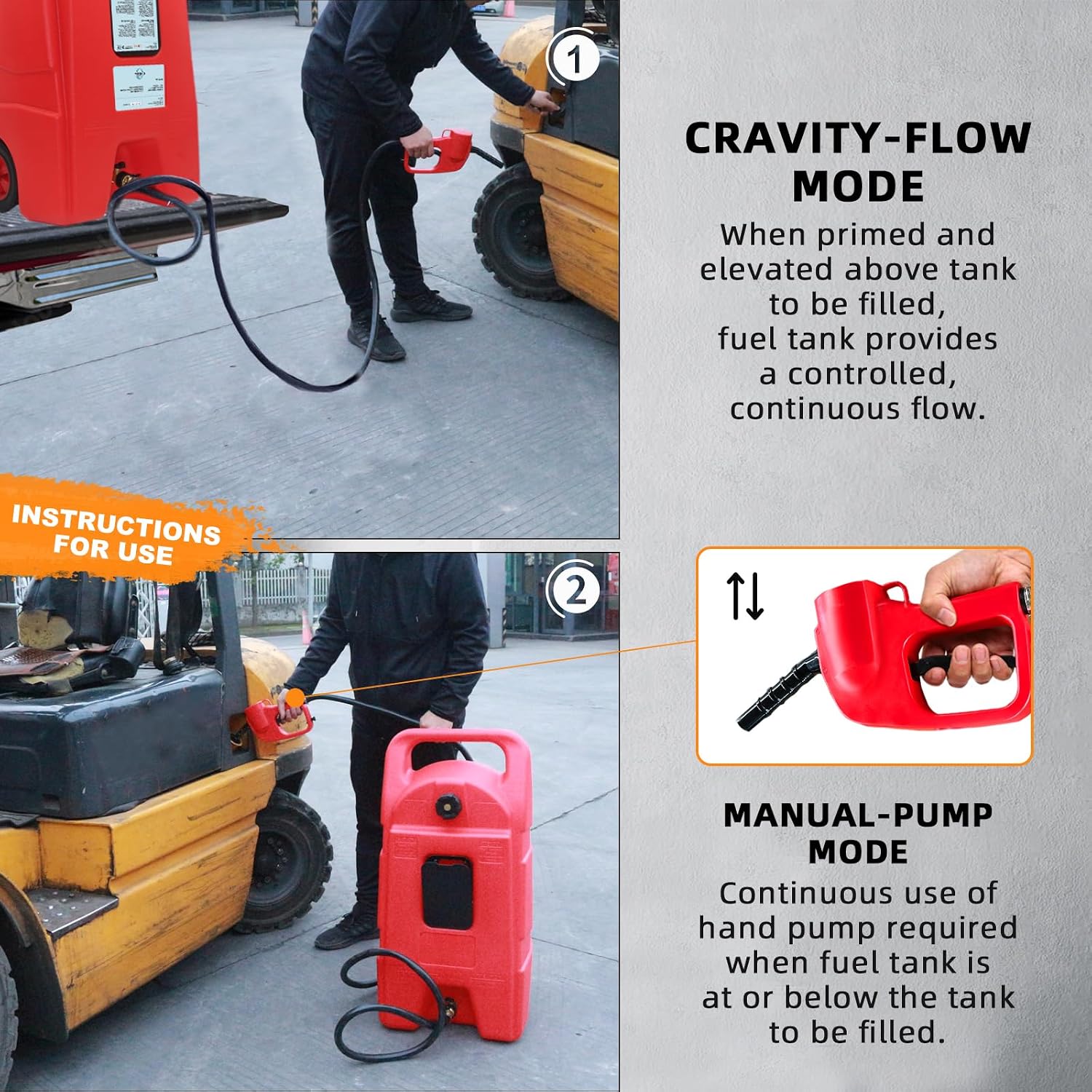 Gas Caddy with Manual Transfer Pump, 34 Gallon Fuel Caddy with 10ft Delivery Hose, Portable Gas Tank, Diesel Fuel Storage Tank with Wheels for ATVs, Cars, Lawn Mowers, Boats, Red