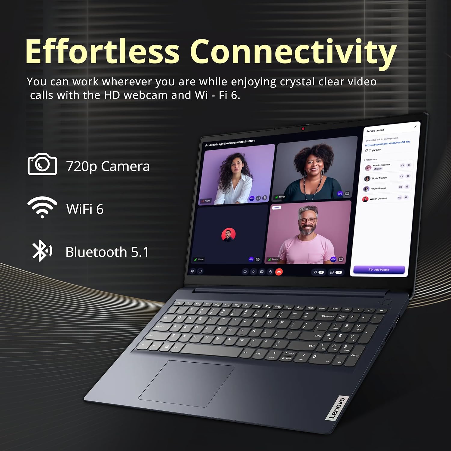 Lenovo IdeaPad 1i 15.6' FHD Touchscreen Laptop, Intel i5-1335U, 8GB RAM, 416GB Storage (256GB SSD+160GB Docking Station Set), Iris Xe Graphics, Number Pad, Webcam, Copilot, Wi-Fi 6, Win 11 Pro, Blue