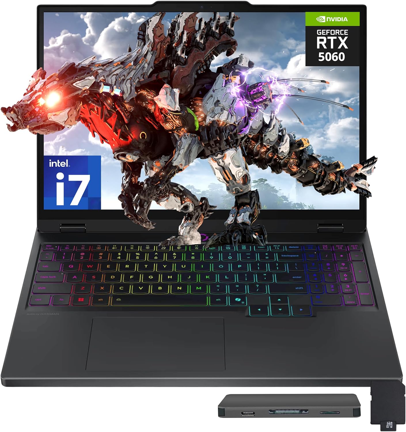 Lenovo Legion 5 15.1' WQXGA 165Hz Gaming Laptop, Intel i7-14700HX, NVIDIA GeForce RTX 5060, 32GB DDR5, 1TB SSD, RGB Backlit Keyboard, 5.0MP Camera, WiFi 7, Win 11 Pro, Black, 512GB Docking Station Set