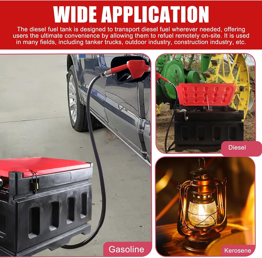 48 Gallon Fuel Transfer Tank with 12GPM Fuel Transfer Pump, Gasoline Diesel Fuel Tank Gas Container for Cars, ATVs, Boats, Lawn Mowers, Red