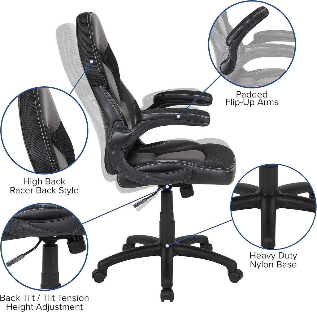 Flash Furniture Black Gaming Desk and Black Racing Chair Set with Cup Holder, Headphone Hook, and Monitor/Smartphone Stand