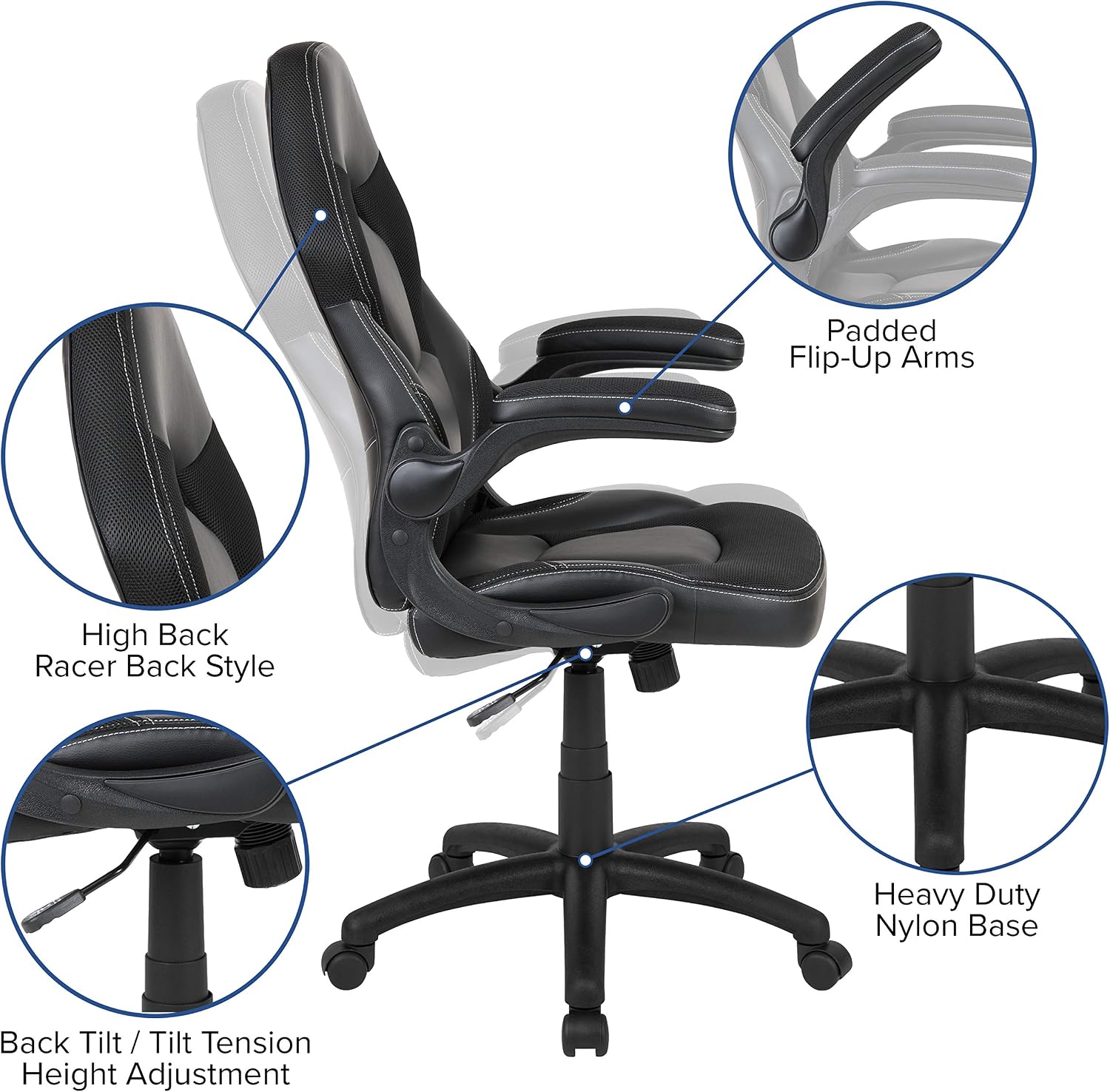 Flash Furniture Black Gaming Desk and Black Racing Chair Set with Cup Holder, Headphone Hook, and Monitor/Smartphone Stand