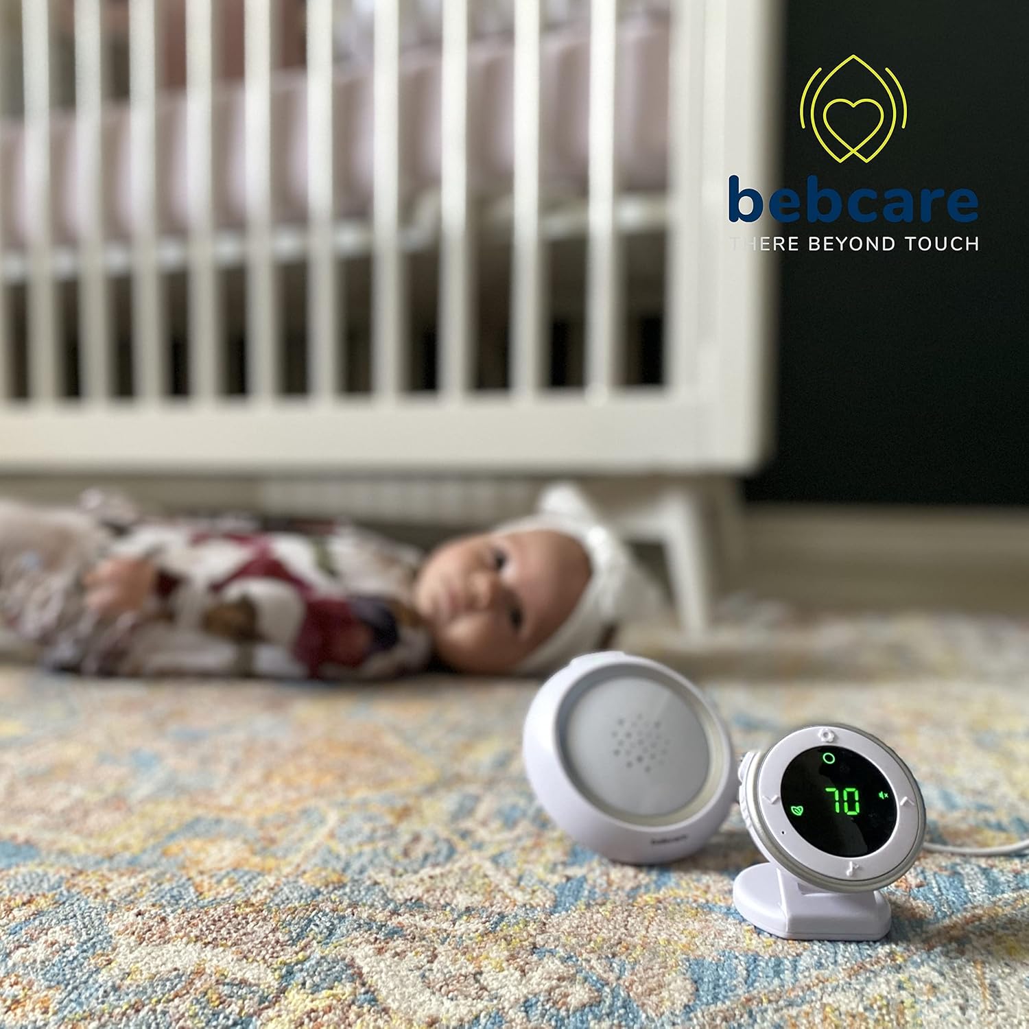 Bebcare Hear Audio Baby Monitor with Ultra-Low Radiation Safe Technology, Breathing Sensor, Night Light and White Noise Silencer for Reception up to 2000 feet (with Breathing Sensor Mat)