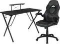 Flash Furniture Black Gaming Desk and Black Racing Chair Set with Cup Holder, Headphone Hook, and Monitor/Smartphone Stand