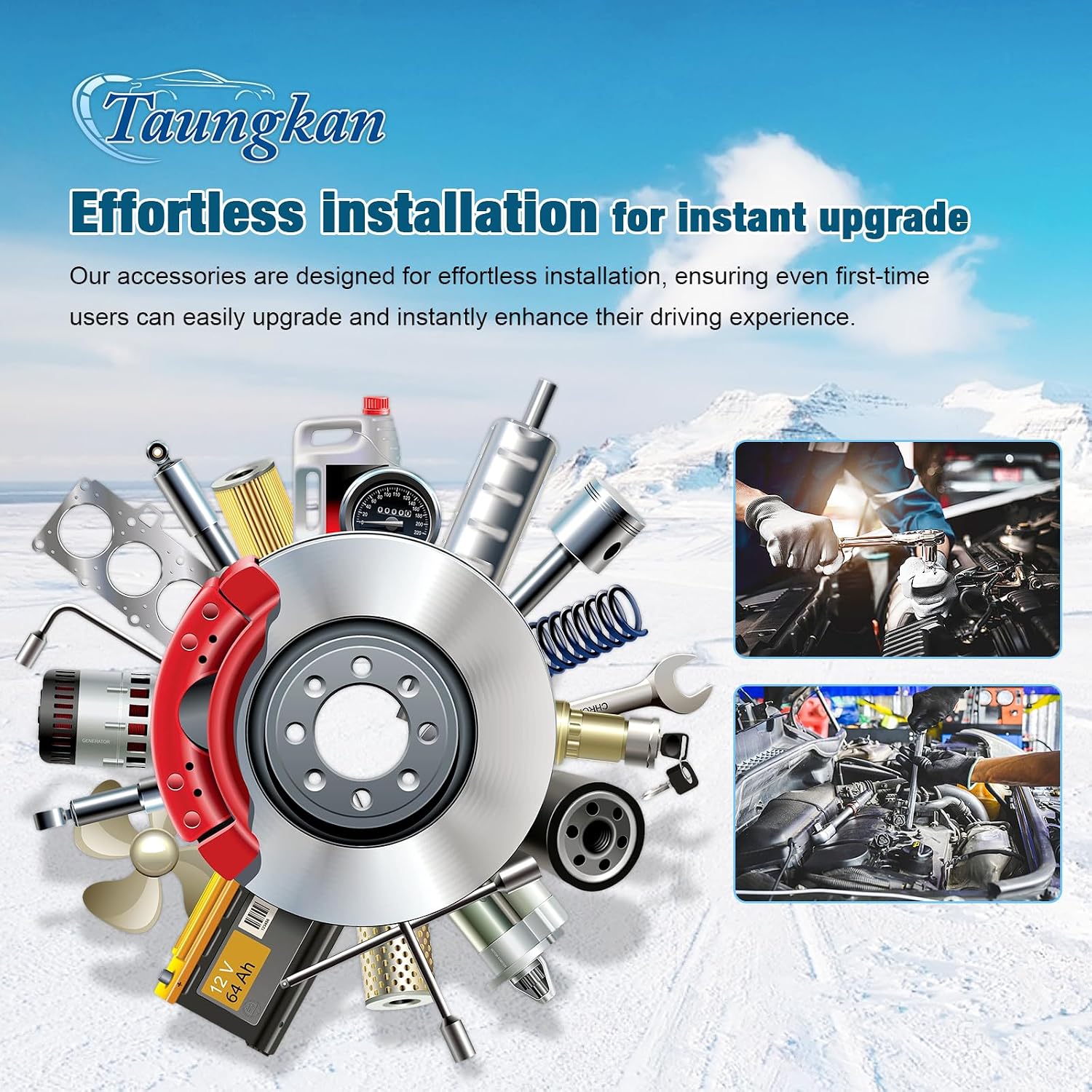 Front Brake Pad Kit Brake Rotor 3Piece for Ford Fiesta 1.6L 2011 2012 2013 2014 2015 2016 2017 2018 2019, for Ford Fiesta 1.0L 2014