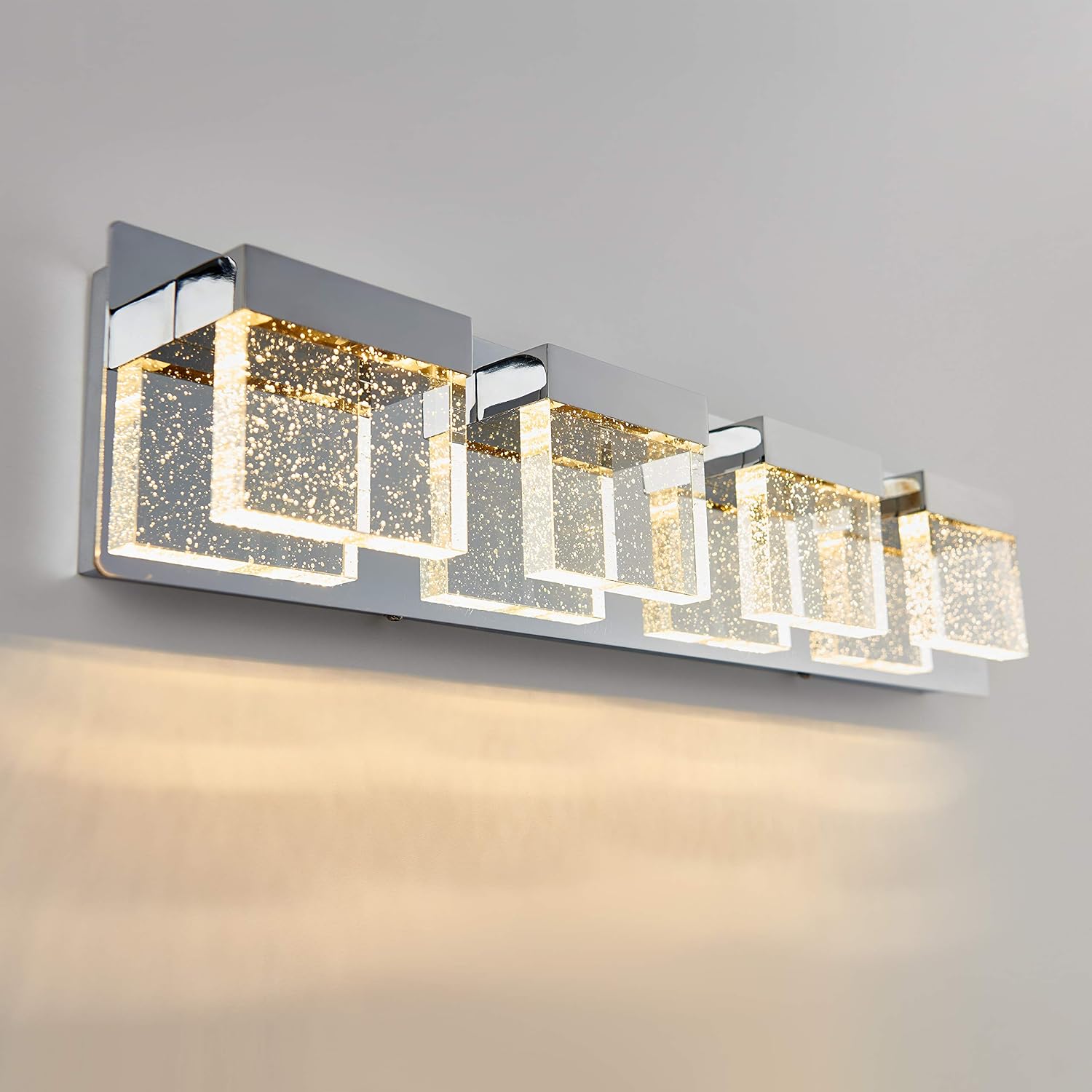 artika Bubble Cube 23W LED Modern Vanity Light Fixture, Chrome Finish, Ideal for Bathroom Lighting - 1500 Lumens 3000 Kelvin Made of Steel, No Bulb Required
