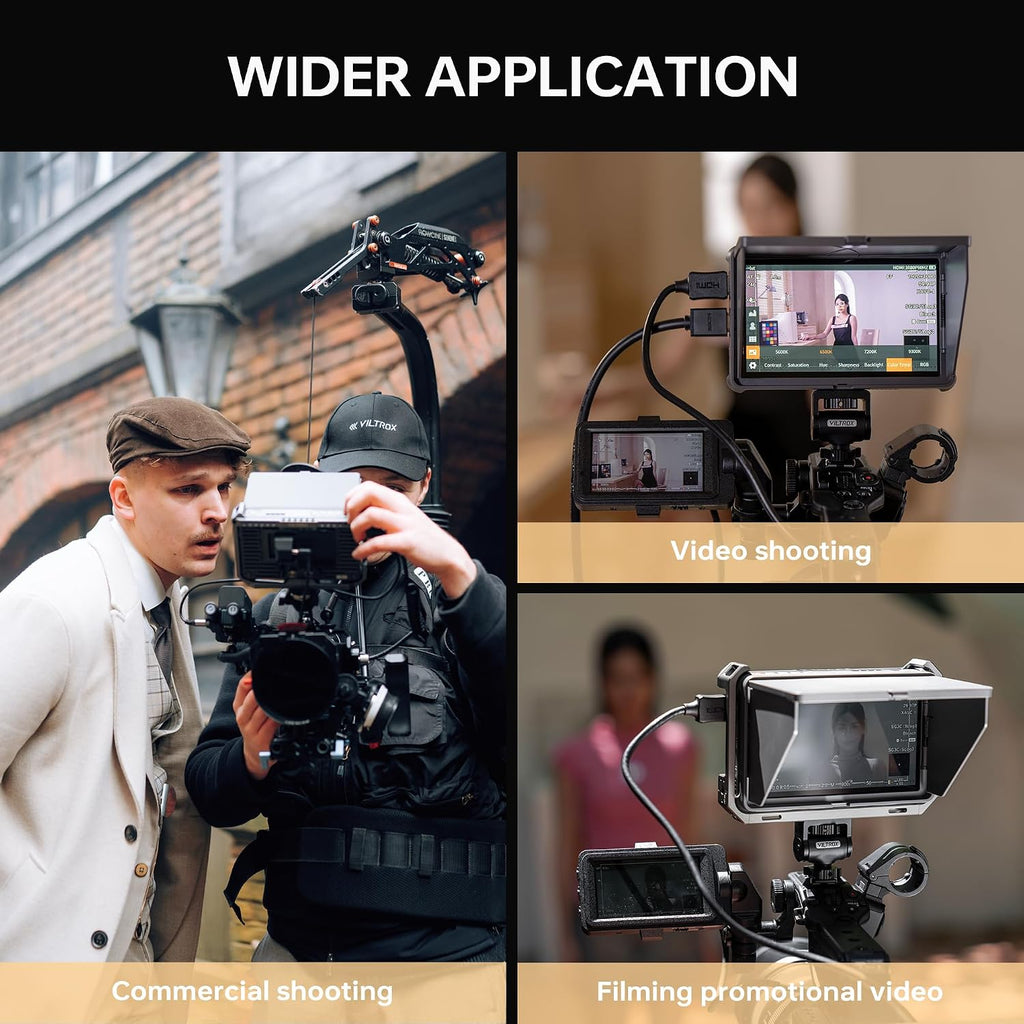 VILTROX DC-X2 6 Inch Touchscreen Camera Field Monitor, Professional Photographic Monitor 4K HDMI, 2000 nits, Camera Monitor with Battery, Sunshade Hood, 3D Lut, Peaking Focus Assist