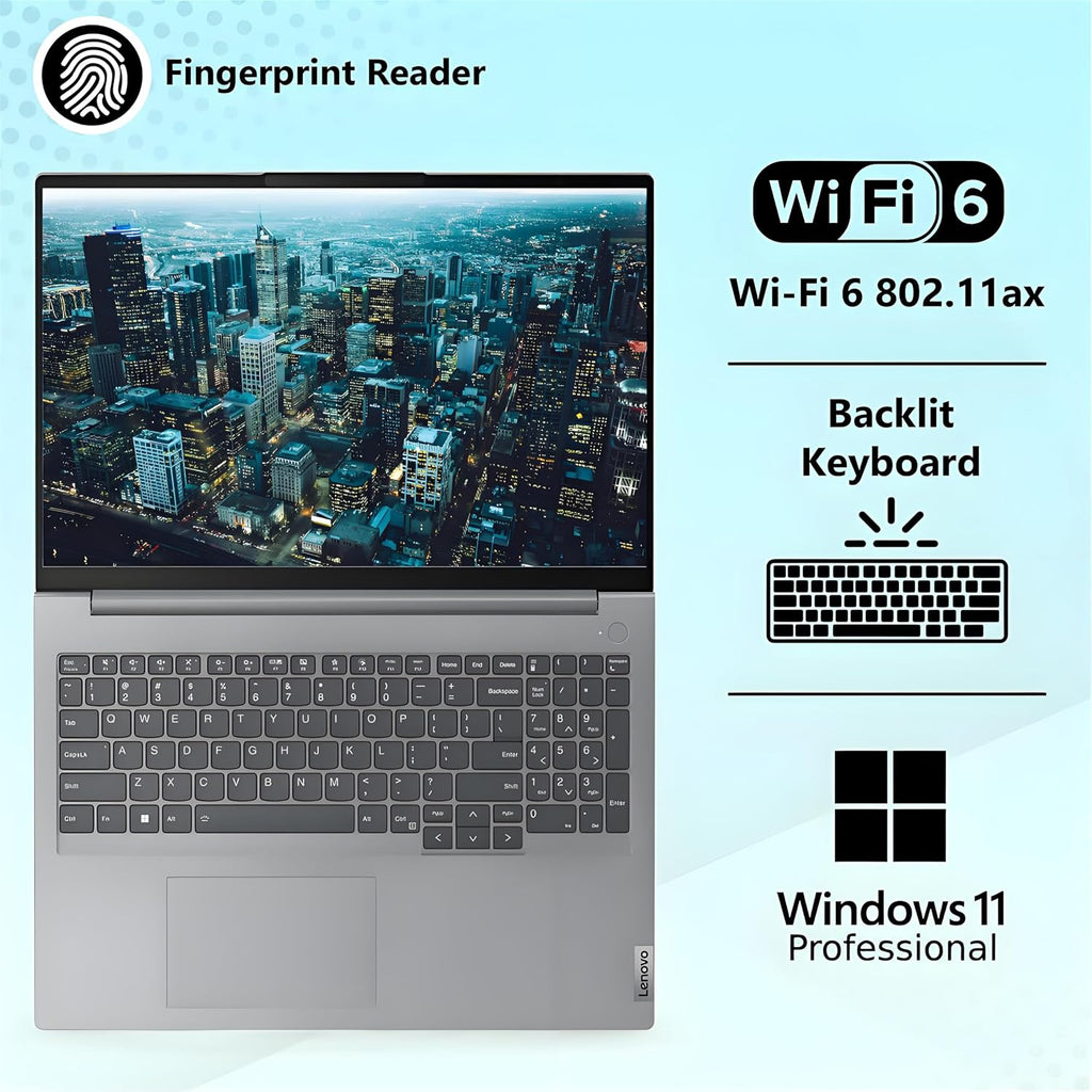 Lenovo 16' FHD Business and Student Laptop Computer, Lifetime Office 365, 13th Gen Intel 14-Core i7-13700H, 8GB DDR5 RAM, 512GB PCIe SSD, WiFi, Fingerprint Reader, Thunderbolt 4, Windows 11 Pro, Gray