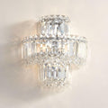 Vienna Full Spectrum Magnificence Mid Century Modern Wall Light Sconce Chrome Silver Hardwired 11 1/2' Wide Fixture Tiered Clear Crystal for Bathroom Vanity Mirror House Home Hallway Room Decor
