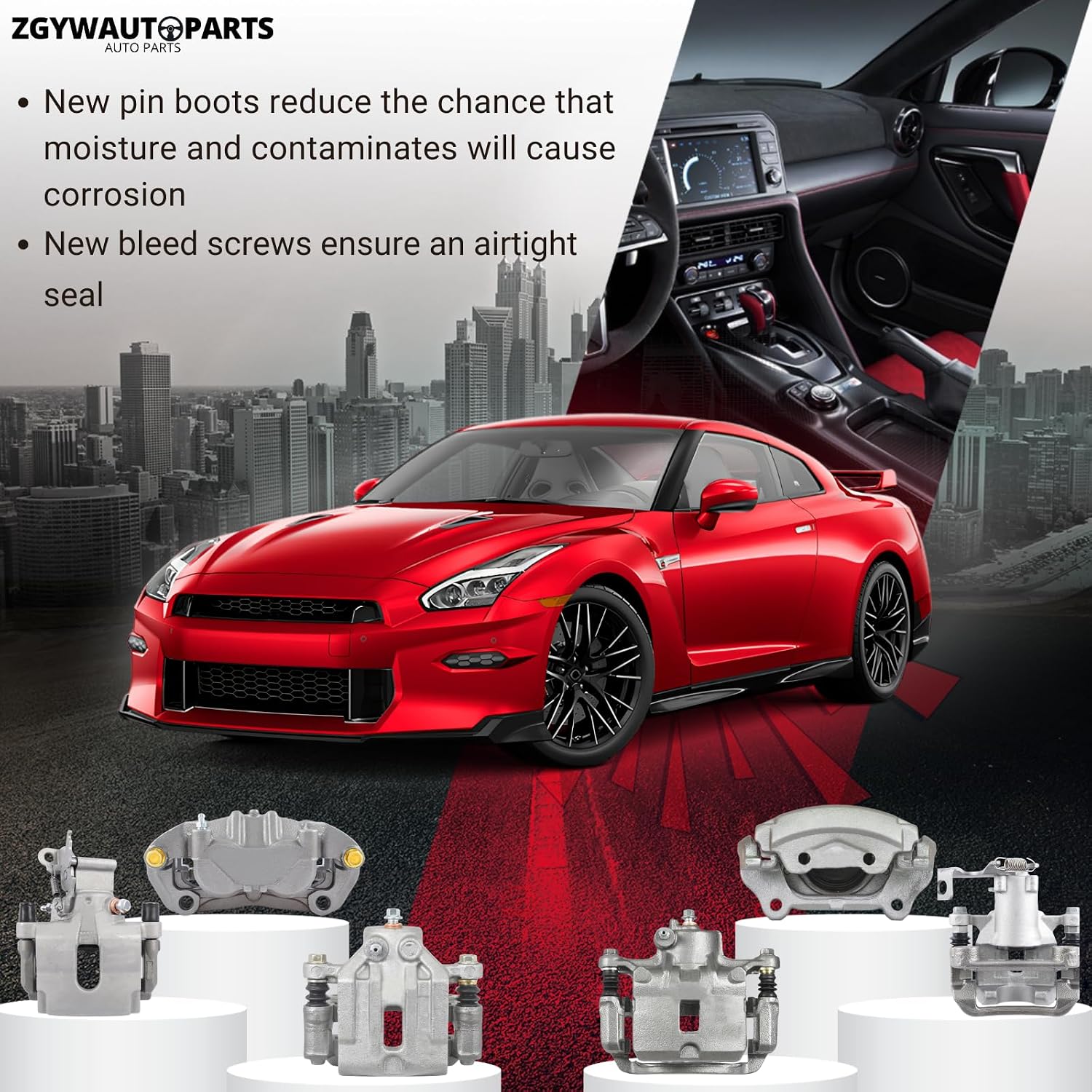 Front Brake Caliper, Disc Brake Caliper Set of 2 Automotive Replacement Brake Calipers ZGYWAutoParts for Ford Fiesta 1.0L 2014-2016, for Ford Fiesta 1.6L 2011-2016