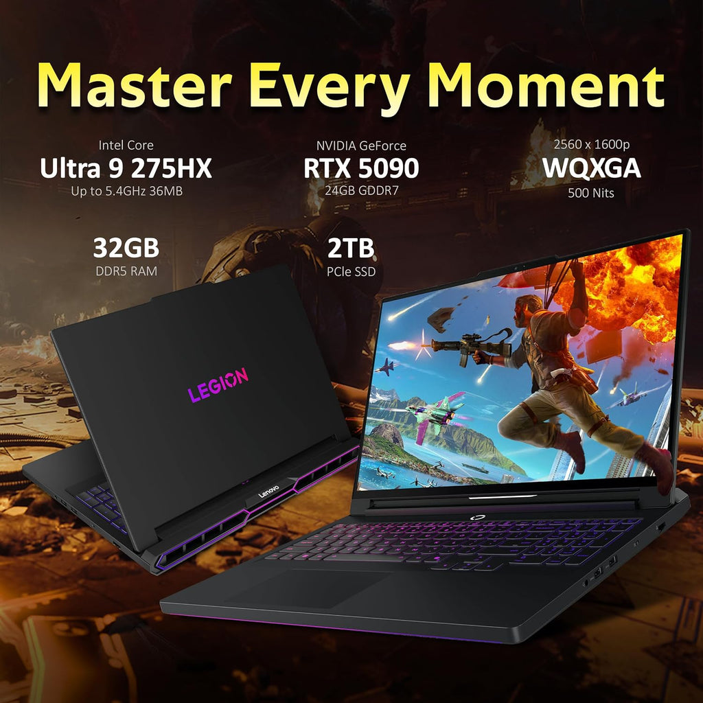 Lenovo Legion Pro 7i 16' WQXGA OLED 240Hz Gaming Laptop, Intel Ultra 9 275HX, GeForce RTX 5090, 32GB DDR5, 3TB Storage(2TB SSD+1TB Docking Station Set), Backlit Keyboard, WiFi 7, Win 11 Pro, Black