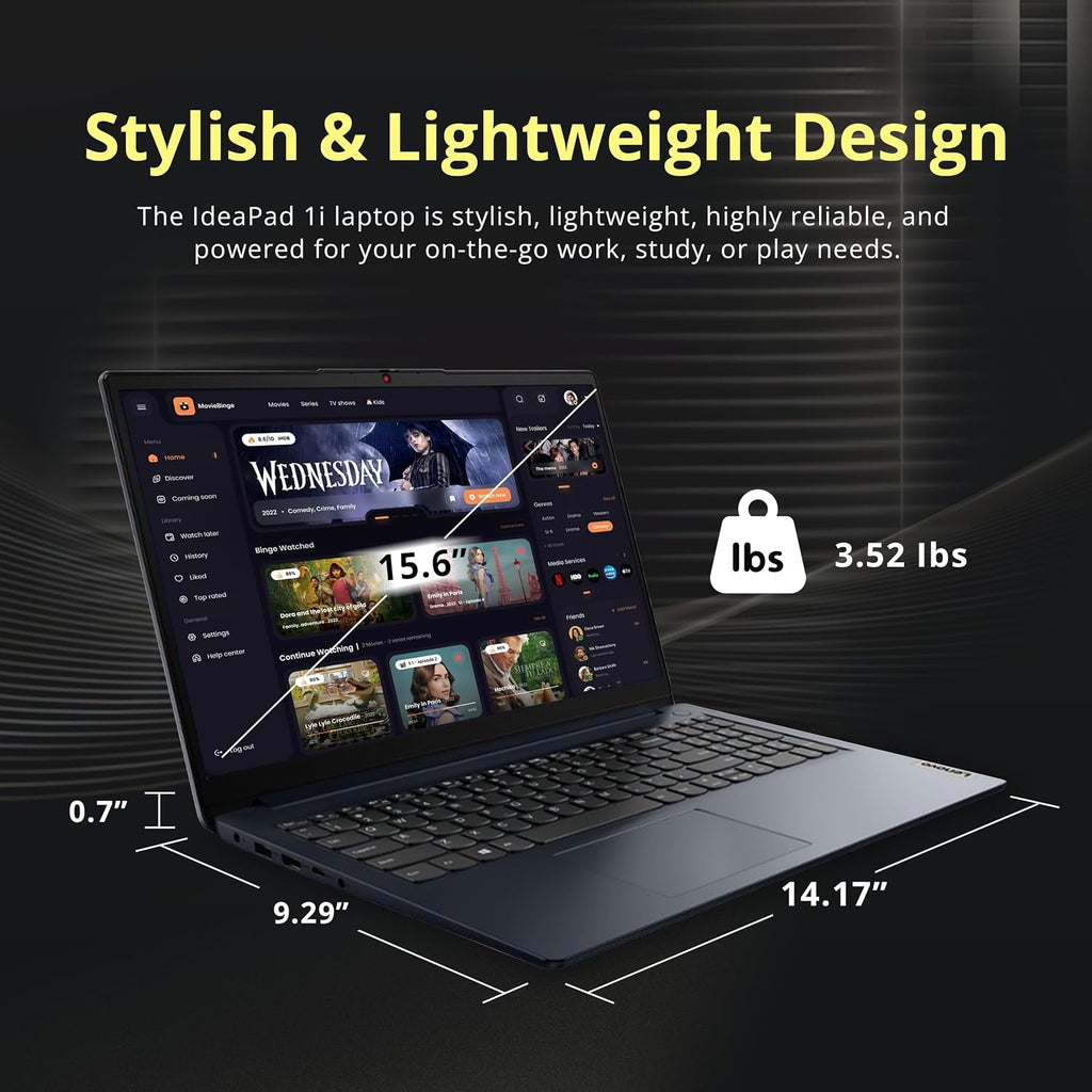 Lenovo IdeaPad 1i 15.6' FHD Touchscreen Laptop, Intel i5-1235U, 16GB RAM, 672GB Storage(512GB SSD+160GB Docking Station Set), Intel Iris Xe Graphics, Num Pad, Dolby Audio, Wi-Fi 6, Win 11, Abyss Blue