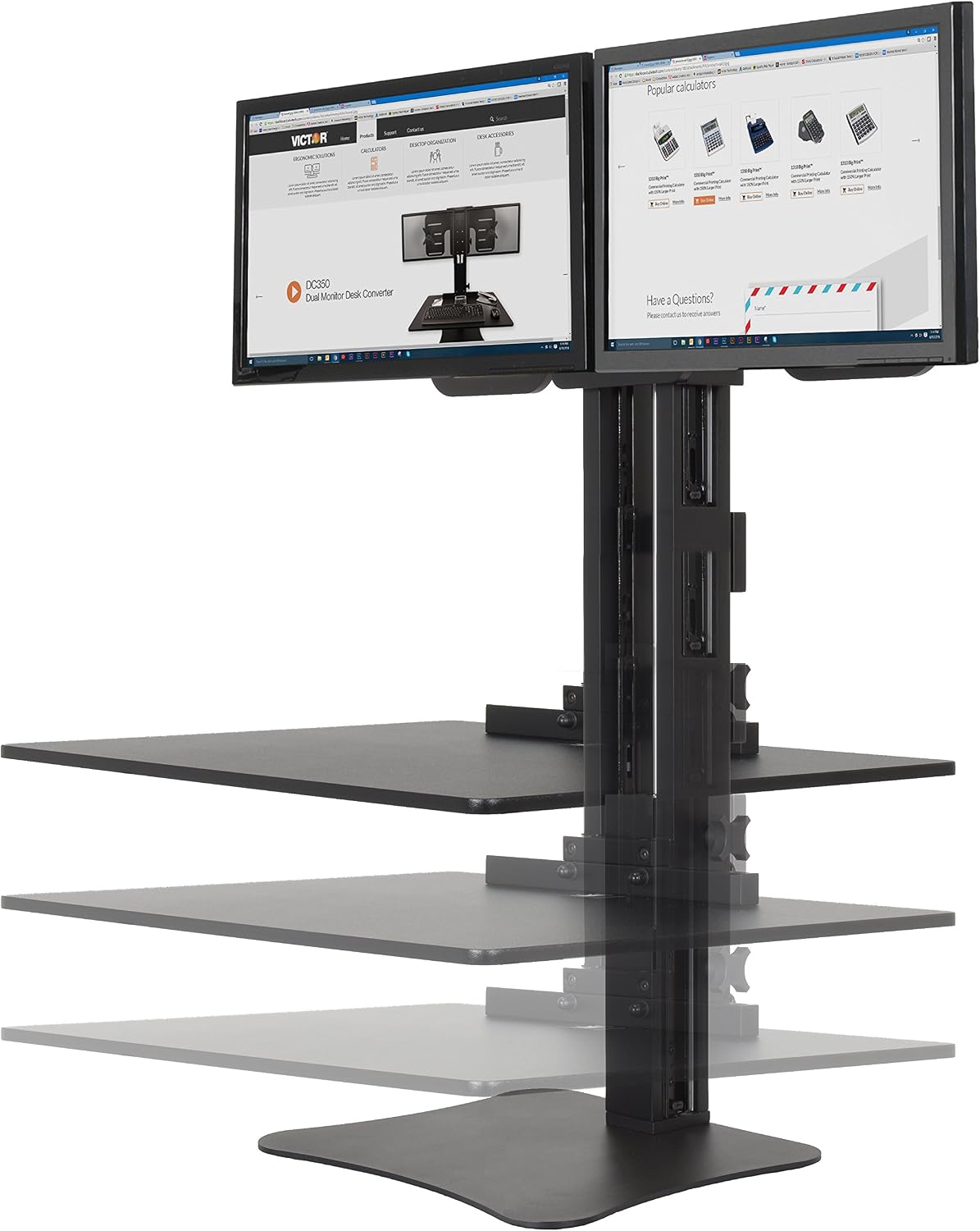 Victor High Rise Collection Dual Monitor Sit-Stand Standing Desk Converter, 28' by 23' by 15.5', Black