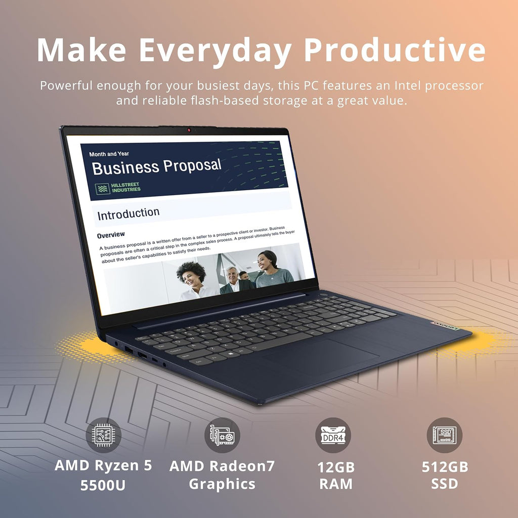 Lenovo IdeaPad 3 15ALC6 15.6' Laptop AMD Ryzen 5 5500U 12GB Ram 512GB SSD W10H (Renewed)