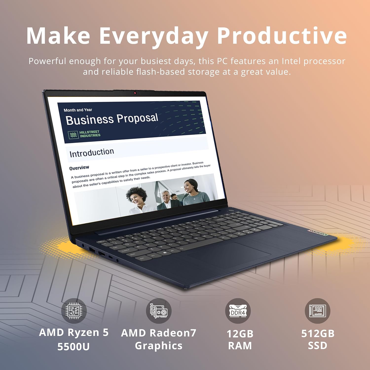 Lenovo IdeaPad 3 15ALC6 15.6' Laptop AMD Ryzen 5 5500U 12GB Ram 512GB SSD W10H (Renewed)
