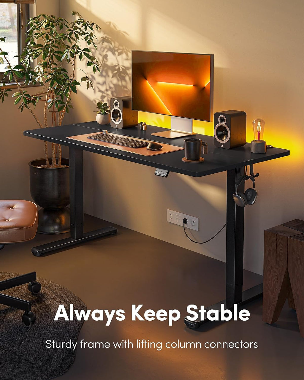 FEZIBO Electric Standing Desk Height Adjustable, 40 x 24 Inches Sit Stand up Desk, Home Office Computer Desk Rising Memory Presets (Black)