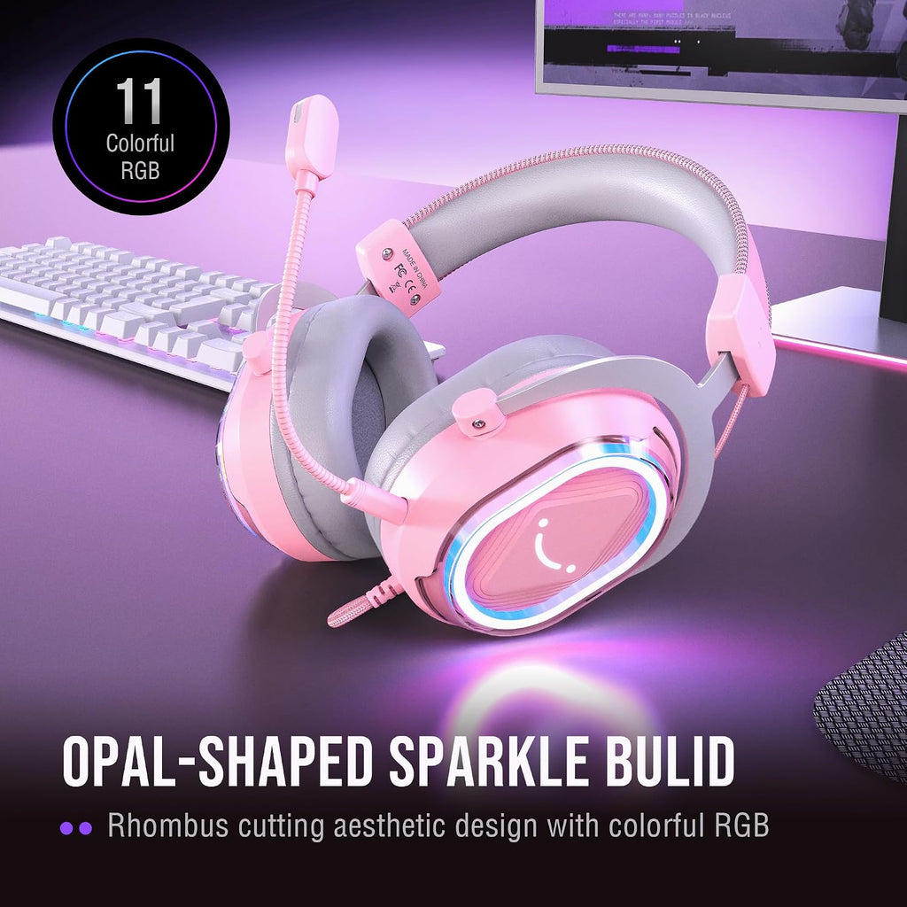 FIFINE Gaming Recording Microphone and Over-Ear Headset Bundle, Computer PC Mic and USB Gamer Headset Pack with Headphones Jack, RGB Button, Mute, Noise Canceling, 4 EQ Modes-AM8P+H13P