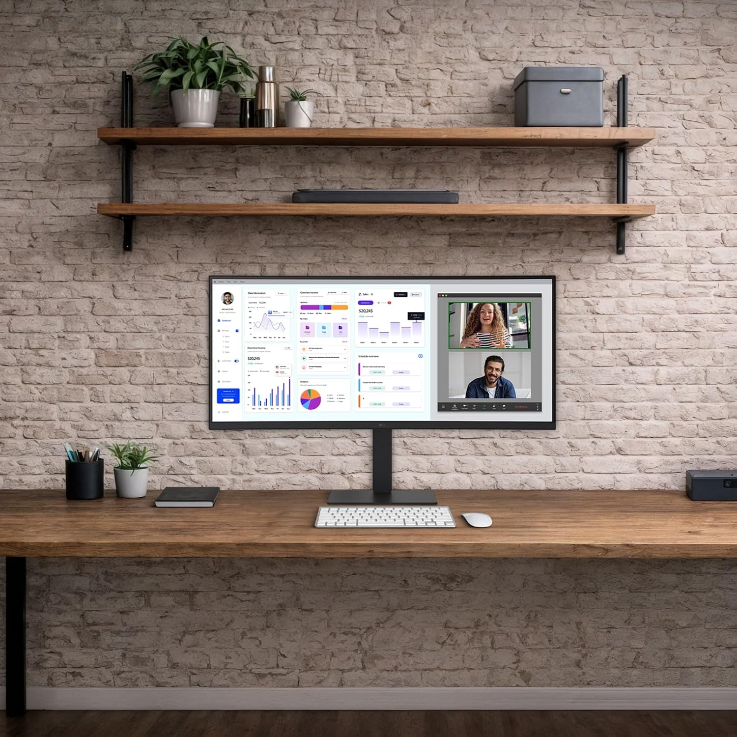 LG 34U650A-B 34-inch UltraWide WQHD (3440 x 1440) IPS Curved Wide Computer Monitor, 100Hz, HDR10, Built-in Speaker, HDMI, DisplayPort, USB Type-C PD 96W, Tilt/Height/Swivel Adjustable Stand, Black