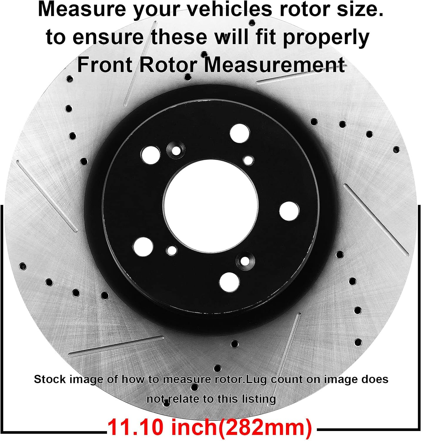 MotorbyMotor 282mm Front Brake Kit Rotors and Brake Pads Replacement for Honda Accord Civic CR-V Element, Acura ILX Drilled & Slotted Disc Brake Rotor & Ceramic Pads 31257, 12040036
