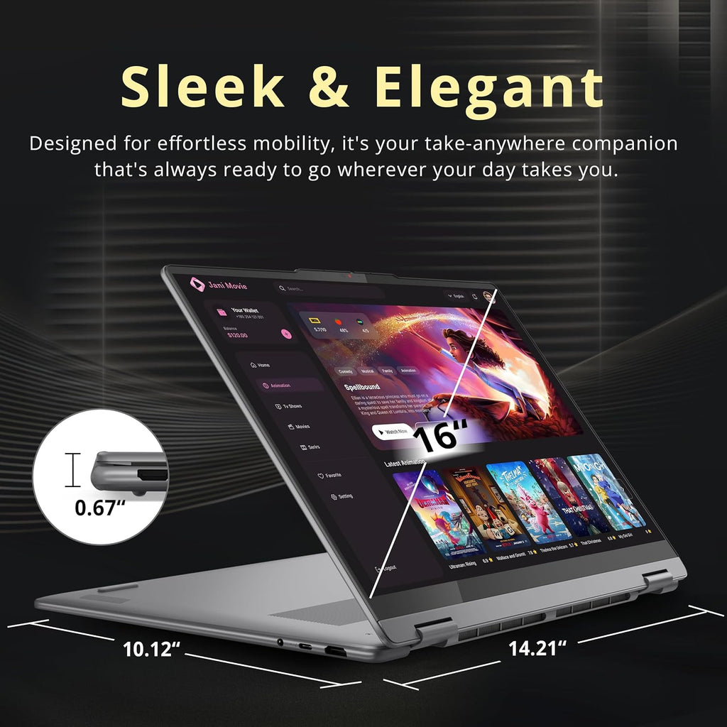 Lenovo Yoga 7i 2-in-1 16' 2K Touchscreen Laptop, Intel Ultra 5 226V, 16GB LPDDR5X, 2.5TB(2TB SSD+512GB Docking Station), Intel Arc Graphics, Backlit Keyboard, Fingerprint, Wi-Fi 7, Win 11 Pro, Gray