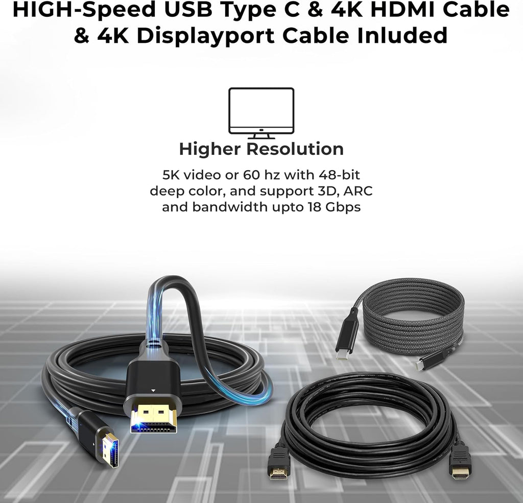 WD19DCS Dell Docking Station Dual Monitor - 4K Display, USB-C Performance Dock with 240W Adapter, HDMI, DisplayPort, USB-C Cables & Cloth (Renewed)