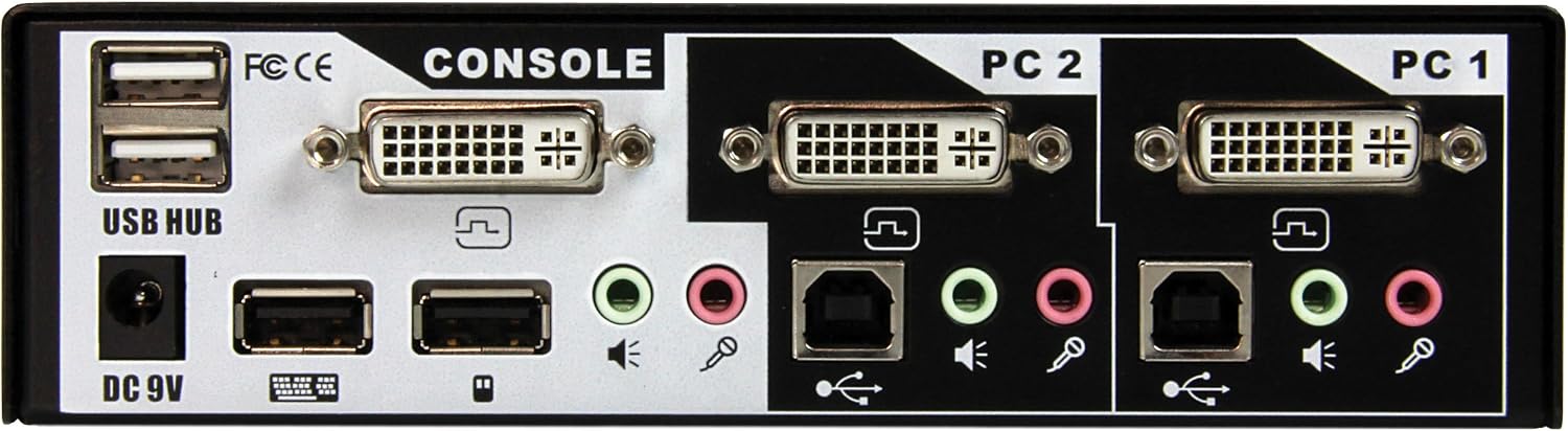 StarTech.com SV231UADVI 2 Port DVI USB KVM Switch with Audio and USB 2.0 Hub,Black