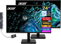 acer 24' FHD IPS Monitor with 4ms Response Time, Anti Glare, VESA Mount (100 x 100mm), HDMI, VGA & Dockztorm USB Port Expander, Black Color 2 Pack