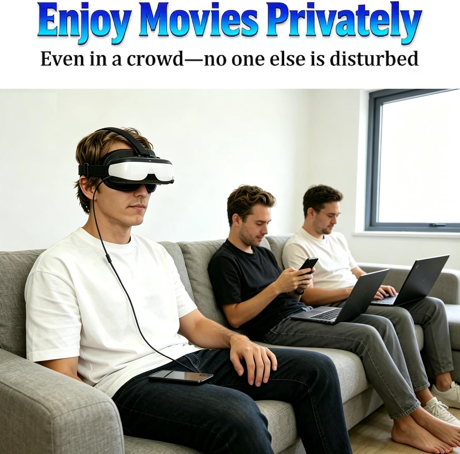 Bigeyes H3 Head Mounted Display - HD 300'' Big Screen,HDMI interface,Built in Battery (3H Playtime), Lightweight & Compact, Enjoy Movies Privately for Men, Travel, Camping, Bedtime Film Mode
